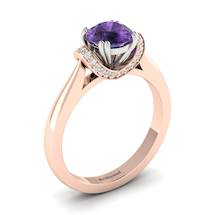 Amethyst Rose Gold Two Tone Engagement Ring Passiflora
