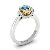 Aquamarine White Gold Two Tone Engagement Ring Passiflora