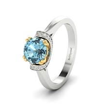 Aquamarine White Gold Two Tone Engagement Ring Passiflora