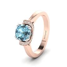 Aquamarine Rose Gold Two Tone Engagement Ring Passiflora