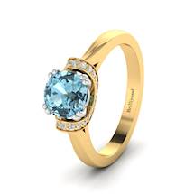 Aquamarine Yellow Gold Two Tone Engagement Ring Passiflora