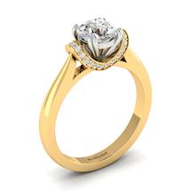 White Sapphire Yellow Gold Two Tone Engagement Ring Passiflora