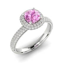 Pink Sapphire White Gold Cushion Cut Engagement Ring Milky Way