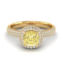 Yellow Sapphire Yellow Gold Cushion Cut Engagement Ring Milky Way