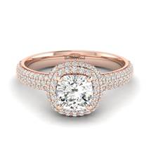 Diamond Rose Gold Cushion Cut Engagement Ring Milky Way