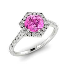 Pink Sapphire White Gold Halo Engagement Ring Niagara