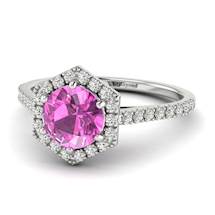 Pink Sapphire White Gold Halo Engagement Ring Niagara