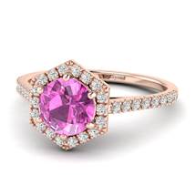 Pink Sapphire Rose Gold Halo Engagement Ring Niagara