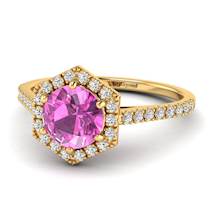Pink Sapphire Yellow Gold Halo Engagement Ring Niagara