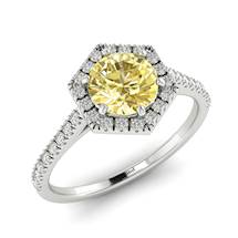Yellow Sapphire White Gold Halo Engagement Ring Niagara