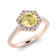 Yellow Sapphire Rose Gold Halo Engagement Ring Niagara