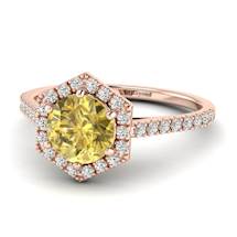 Yellow Sapphire Rose Gold Halo Engagement Ring Niagara