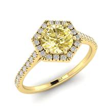 Yellow Sapphire Yellow Gold Halo Engagement Ring Niagara