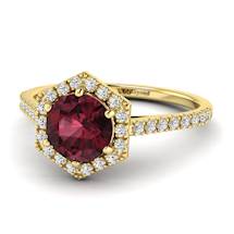 Garnet Ring Yellow Gold Halo Niagara
