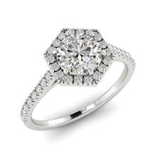 White Sapphire White Gold Halo Engagement Ring Niagara