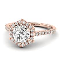 White Sapphire Rose Gold Halo Engagement Ring Niagara