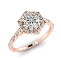 White Sapphire Rose Gold Halo Engagement Ring Niagara