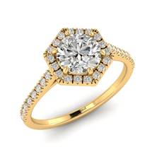 White Sapphire Yellow Gold Halo Engagement Ring Niagara