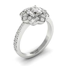 White Sapphire White Gold Floral Halo Engagement Ring Santorini