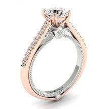 White Sapphire Rose Gold Two Tone Engagement Ring Alpine
