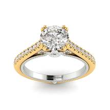 White Sapphire Yellow Gold Two Tone Engagement Ring Alpine