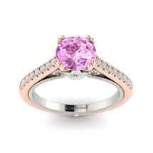 Pink Sapphire Rose Gold Two Tone Engagement Ring Alpine
