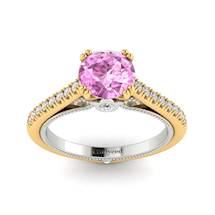 Pink Sapphire Yellow Gold Two Tone Engagement Ring Alpine