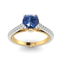 Blue Sapphire White Gold Two Tone Engagement Ring Alpine