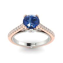Blue Sapphire Rose Gold Two Tone Engagement Ring Alpine