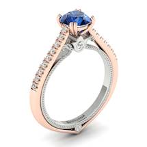 Blue Sapphire Rose Gold Two Tone Engagement Ring Alpine