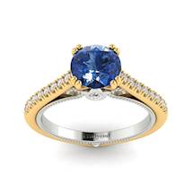 Blue Sapphire Yellow Gold Two Tone Engagement Ring Alpine