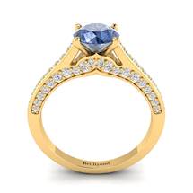 Blue Sapphire Yellow Gold Brilliant Cut Engagement Ring Stargate