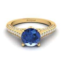 Blue Sapphire Yellow Gold Brilliant Cut Engagement Ring Stargate
