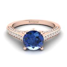 Blue Sapphire Rose Gold Brilliant Cut Engagement Ring Stargate