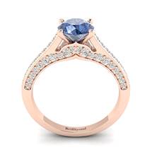 Blue Sapphire Rose Gold Brilliant Cut Engagement Ring Stargate