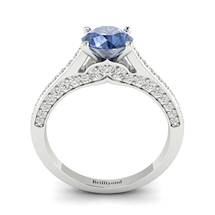 Blue Sapphire White Gold Brilliant Cut Engagement Ring Stargate