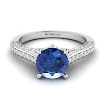Blue Sapphire White Gold Brilliant Cut Engagement Ring Stargate