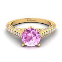 Pink Sapphire Yellow Gold Brilliant Cut Engagement Ring Stargate