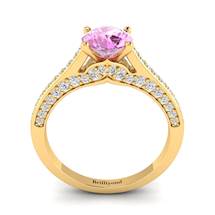 Pink Sapphire Yellow Gold Brilliant Cut Engagement Ring Stargate