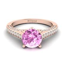 Pink Sapphire Rose Gold Brilliant Cut Engagement Ring Stargate