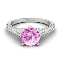 Pink Sapphire White Gold Brilliant Cut Engagement Ring Stargate