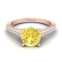 Yellow Sapphire Rose Gold Brilliant Cut Engagement Ring Stargate