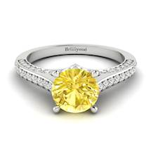 Yellow Sapphire White Gold Brilliant Cut Engagement Ring Stargate