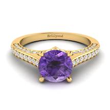 Amethyst Yellow Gold Brilliant Cut Engagement Ring Stargate