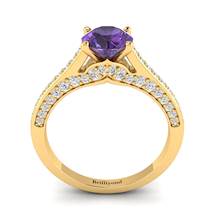 Amethyst Yellow Gold Brilliant Cut Engagement Ring Stargate