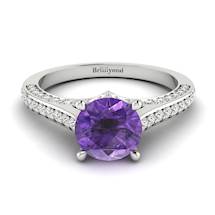 Amethyst White Gold Brilliant Cut Engagement Ring Stargate