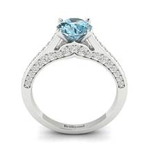 Aquamarine White Gold Brilliant Cut Engagement Ring Stargate