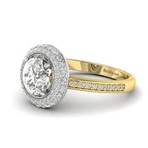 Diamond Yellow Gold Halo Engagement Ring Aura