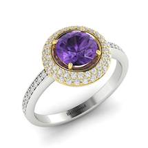 Amethyst White Gold Halo Engagement Ring Aura