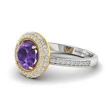 Amethyst White Gold Halo Engagement Ring Aura